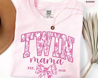 Twin Mama Toile De Jouy Coquette Sweatshirt Chinoiserie Custom Pink Ribbon Floral Bow for Cool Mom Present New Mommy Life Mothers Day Gifts