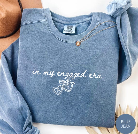 In my Engaged Era Coquette Sweatshirt Custom Fiancée Girl Gifts Heart Locket Newly Engaged Personalized Future Mrs. Shirt Bride To Be Reveal
