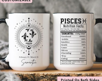 Personalized Pisces Zodiac Tarot Mug, Astrology Gift
