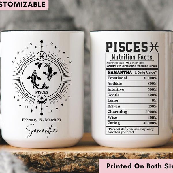 Personalized Pisces Zodiac Tarot Mug, Astrology Gift