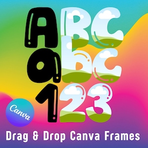 Letter Canva Frames - Drag and Drop Frames -  Fillable Alphabet Font Letters PNG Canva Frame Alphaset Doodle Templates