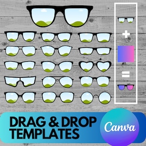 Make Your Own Sunglasses -  Canva Frame Drag and Drop Background - Editable CANVA Frames Template - Sublimation Designs - Sunglasses PNG