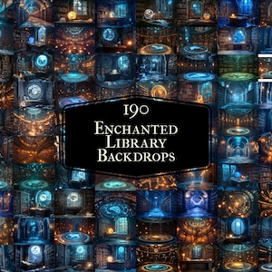 190 Enchanted Library Backdrops – Mystical Digital Backgrounds - Books and Reading - Magic Library Backgrounds, Fantasy Backdrops, 3:2 Ratio