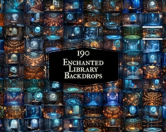 190 Enchanted Library Backdrops – Mystical Digital Backgrounds - Books and Reading - Magic Library Backgrounds, Fantasy Backdrops, 3:2 Ratio