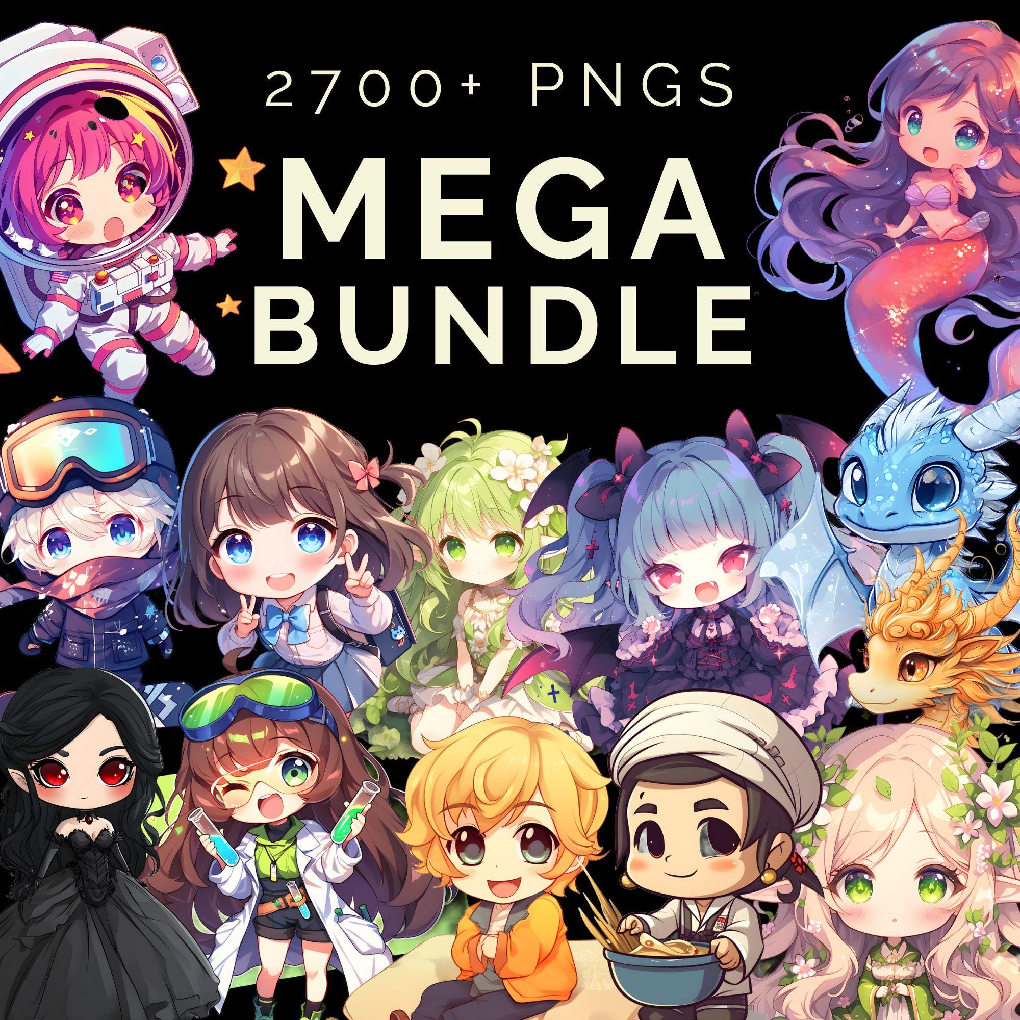 Anime PNG Mega Bundle | 2700 PNG Files | Anime Characters, Cute Chibi Clipart, Anime Clipart, Gaming & Movies Clipart, Commercial Use