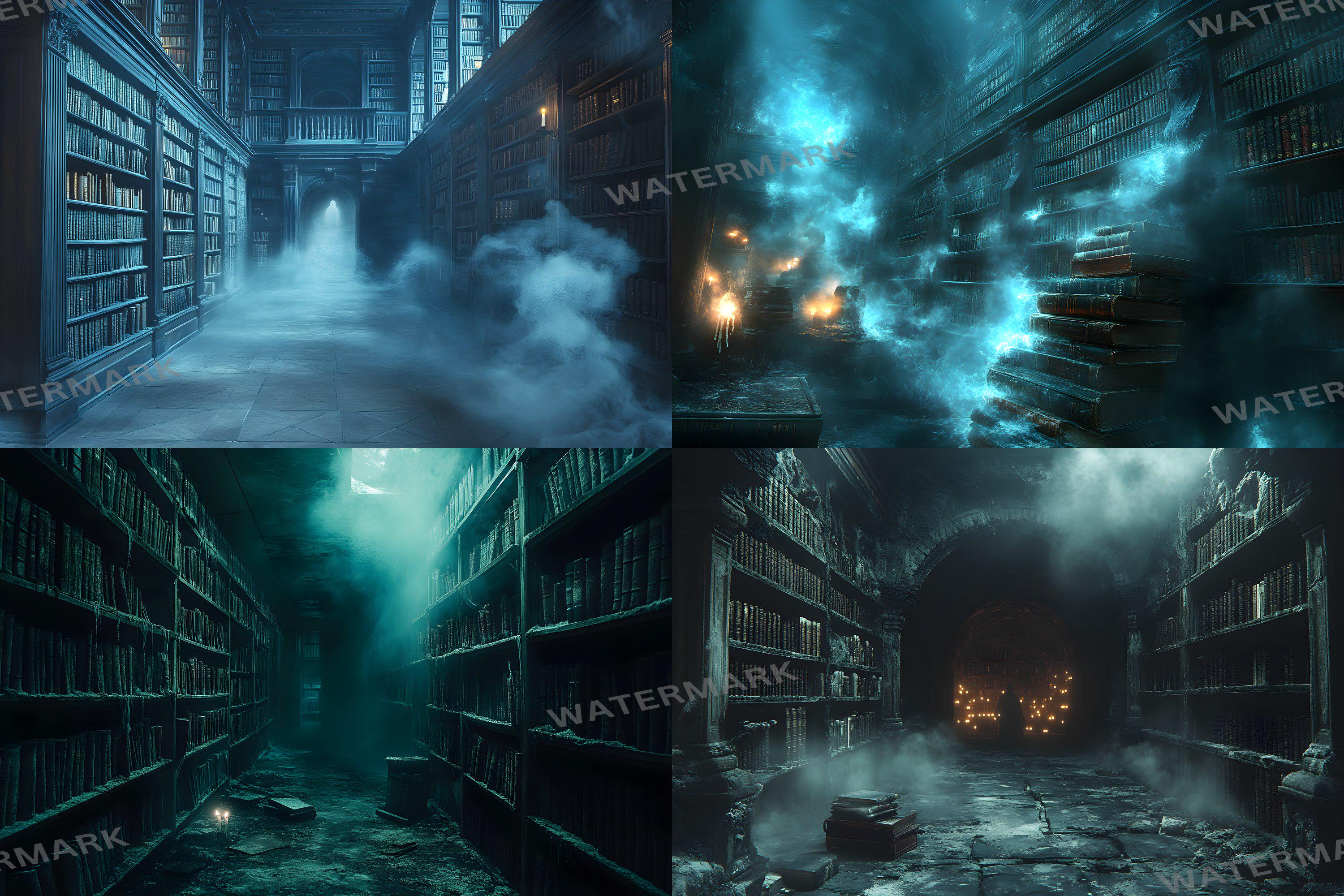 Cursed Library Digital Backgrounds | Haunted Gothic Bookshelves (10 ...