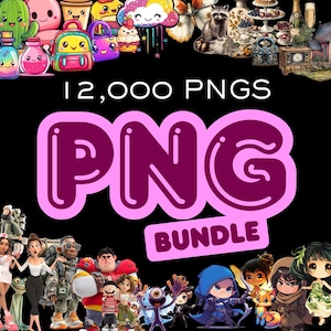 Mega Bundle PNG | 12 000 fichiers PNG | Clipart, autocollants, dessins animés, personnages d'animés, chibi, victorien vintage, kawaii et dessins animés 3D