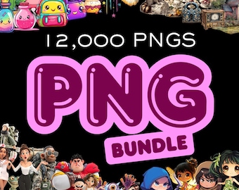 PNG Mega Bundle | 12,000 PNG Files | Clipart, Stickers, Cartoon, Anime Characters, Chibi, Vintage Victorian, Kawaii and 3D Cartoon Styles