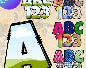 Groovy Doodle Alphabet Canva Frames – Fillable JPG Letter Templates