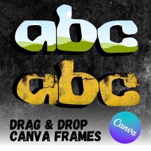 Letter Canva Frames - Drag and Drop Frames - Groovy Retro Doodle Fillable Alphabet Font Letters PNG Canva Frame Alphaset Doodle Templates