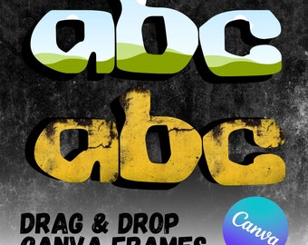 Marcos de letras de Canva con dibujos divertidos: plantillas de alfabeto rellenables (PNG)