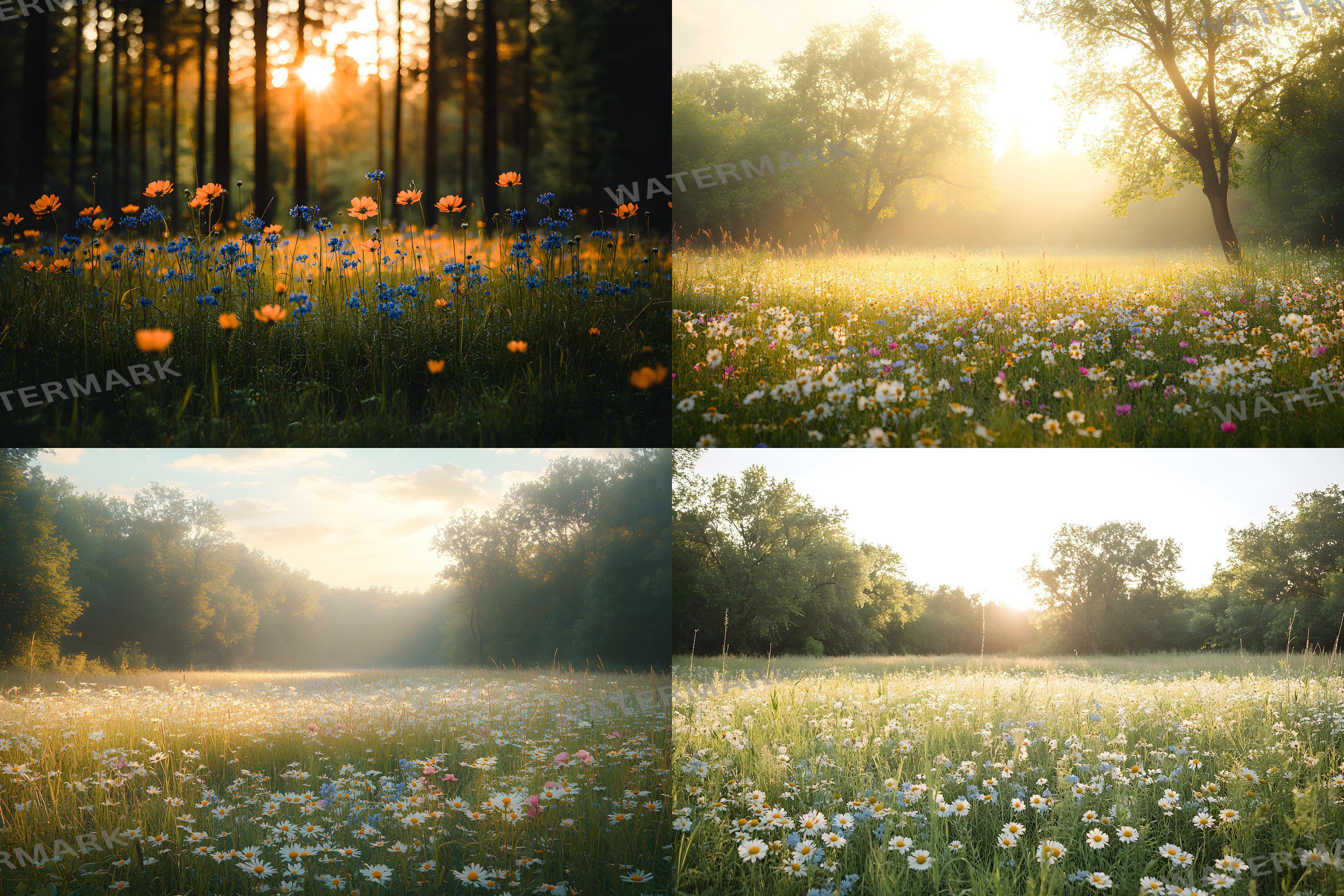 35 Rustic Wildflower Field Backdrops | Sunlit Meadows | Country Charm ...
