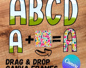 Fillable Doodle Alphabet – Canva Drag & Drop Letter Frames (PNG)