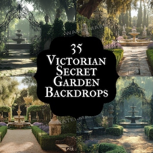 Enchanted Victorian Secret Garden Digital Backdrops - 35 Mystical Floral Photography Backgrounds for Dreamy Scenes - Garden Backdrops