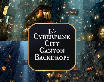 Neon Cyberpunk City Backdrop - Dystopian Sci-Fi Scene
