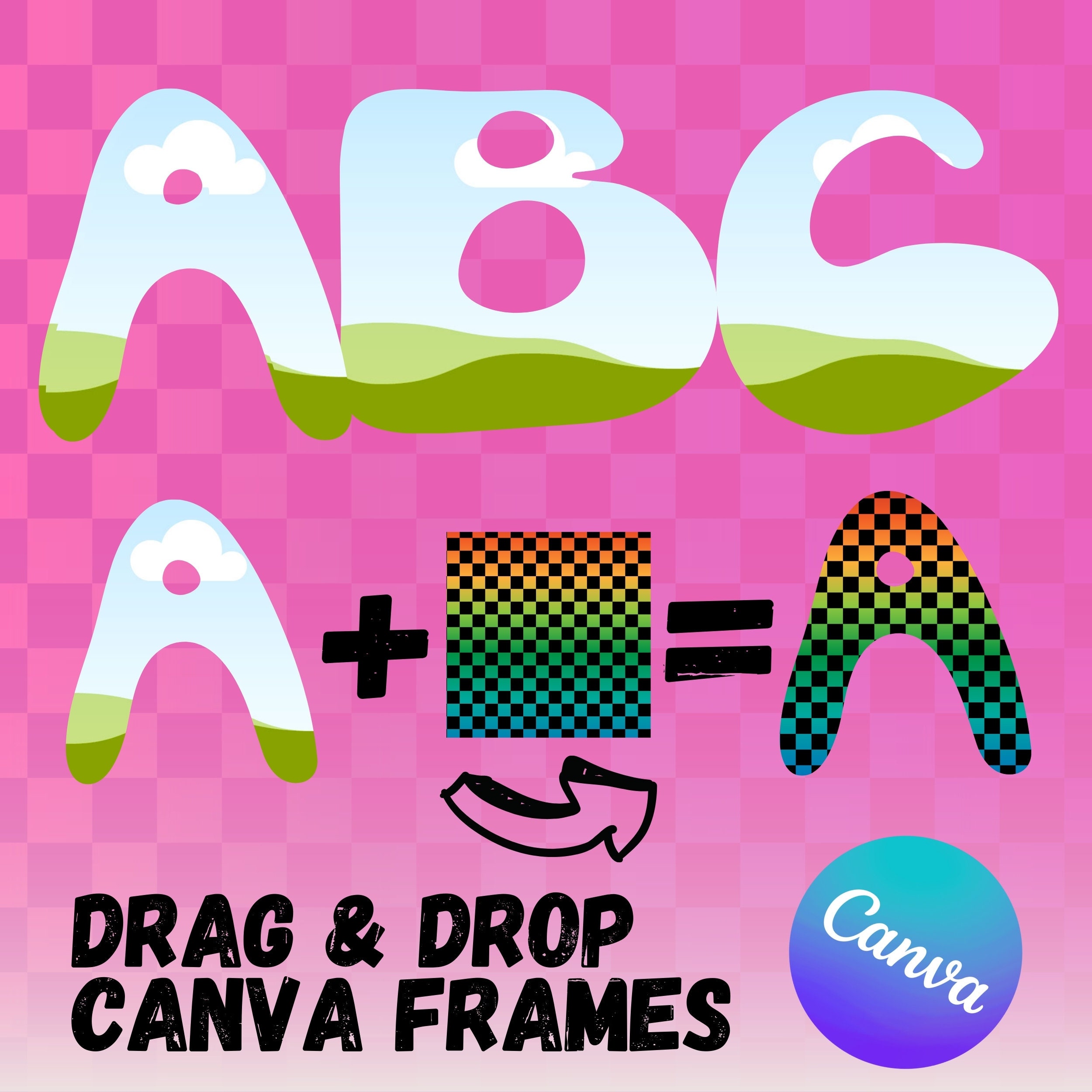 Letter Canva Frames Drag and Drop Frames Groovy Retro - Etsy