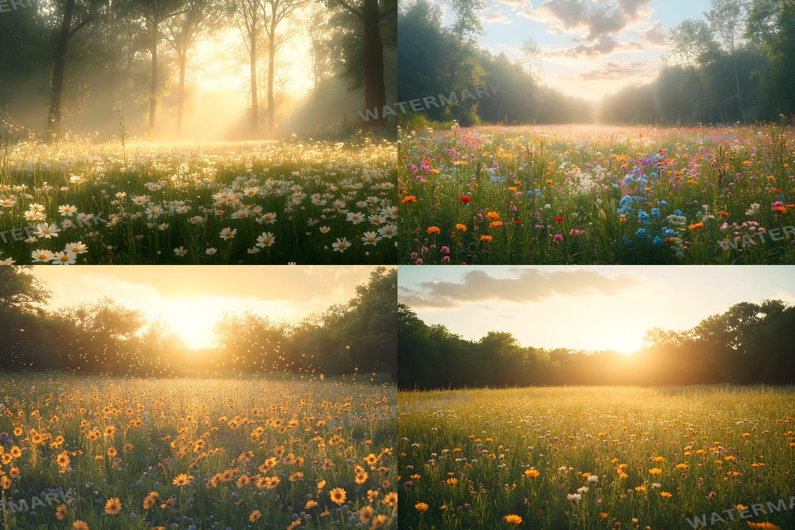 35 Rustic Wildflower Field Backdrops | Sunlit Meadows | Country Charm ...