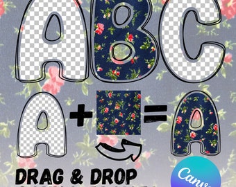 Groovy Doodle Alphabet – Drag and Drop Canva Letter Frames (JPG)