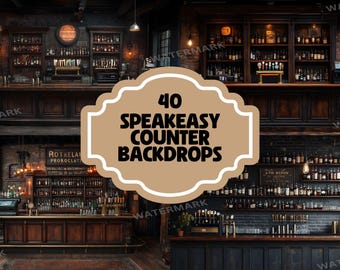 40 Speakeasy Counter Backdrops - Vintage Bar, Moody Ambience, Cocktail Lounge