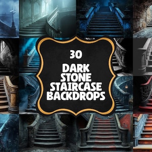 Dark Stone Staircase - Gothic Photography Backdrop - Photoshop Overlay - Haunted Background - Fantasy & Photo Editing - Gothic Backdrops