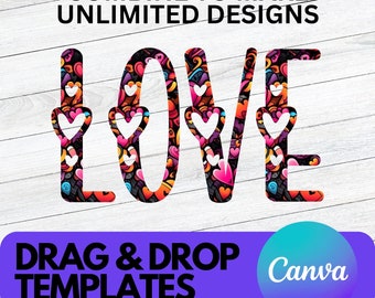 Love Heart Alphabet Canva Frames - Drag & Drop Letters (JPG)