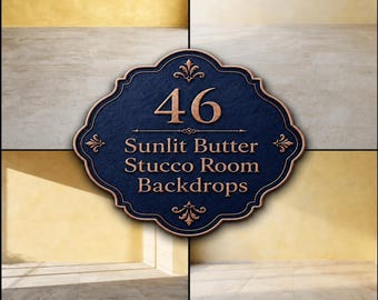 Yellow Stucco Digital Backdrops, Sunlit Plaster Studio Room Photography Backgrounds, Minimalist Interior Backdrop for Portraits