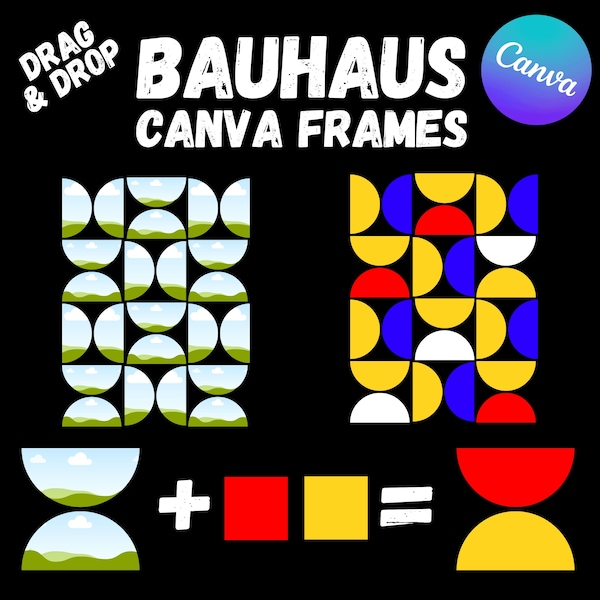 Bauhaus Canva Frames - Drag and Drop Bauhaus Canva Templates PNG Designs - Trees SVG Editable Bauhaus Canva Frame Templates