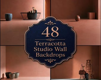 Terracotta Studio Wall Digital Backdrops, Rustic Warm Clay Portrait Backgrounds, Minimalist Fine Art Photo Backdrop