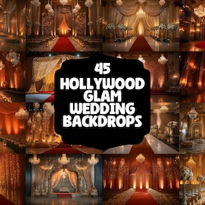 Hollywood Glam Wedding Backdrops - Elegant Red Carpet Photo Booth Backgrounds - Luxurious Event Photography - Digital Download