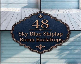 Sky Blue Shiplap Room Digital Backdrops, Rustic Wood Wall Studio Background, Light Blue Wooden Panel Photography Backdrop