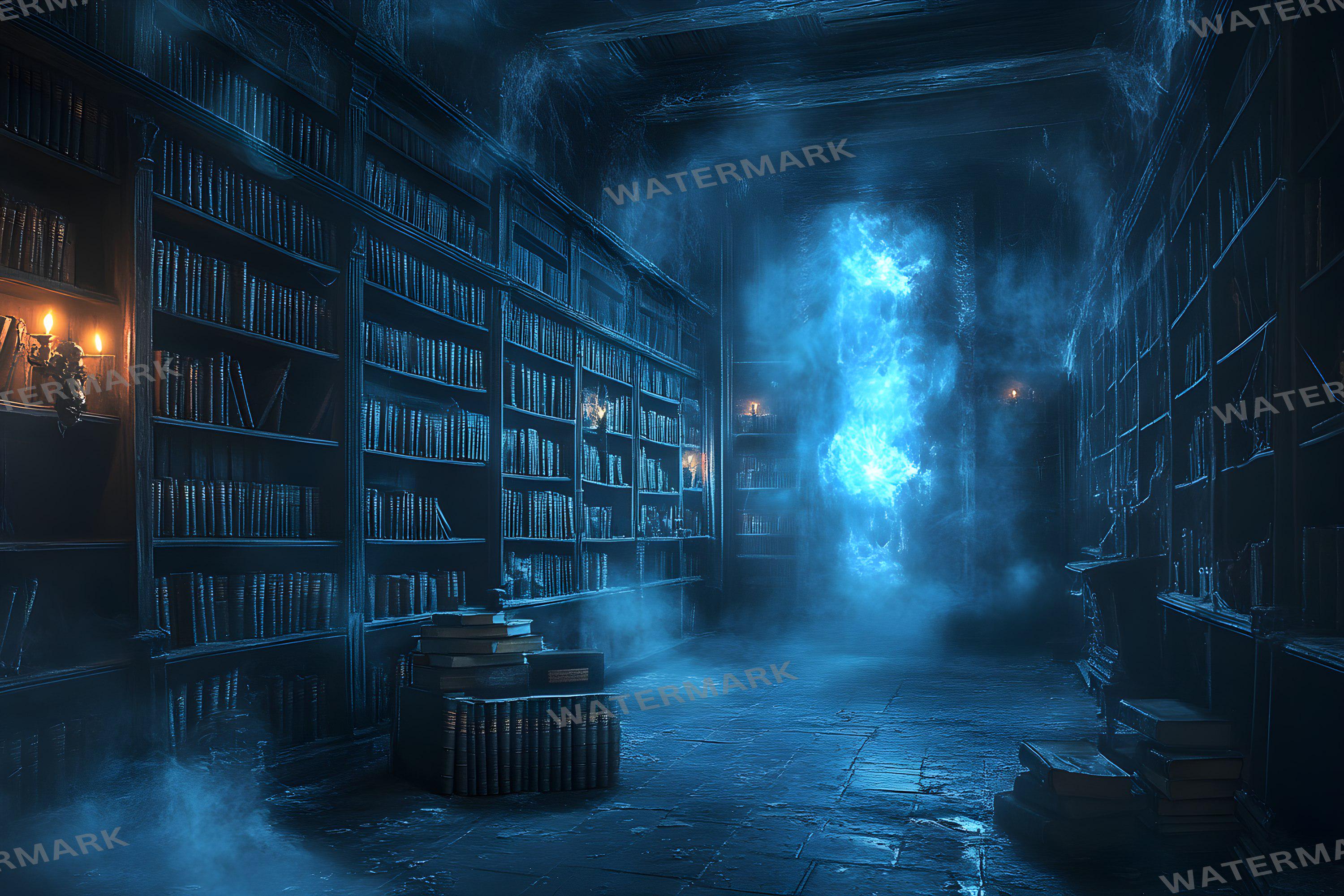 Cursed Library Digital Backgrounds | Haunted Gothic Bookshelves (10 ...