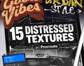 15 Distressed Texture Procreate Brushes, T-Shirt Design (Brushset File)