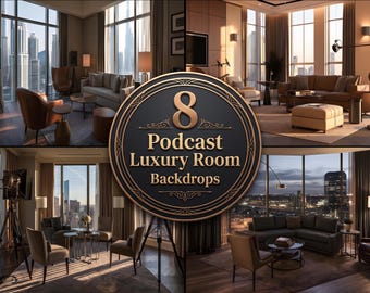 Podcast Studio Digital Backdrops, Luxury Hotel Suite Background, Professional Interview Photography Backdrop, Penthouse Studio Scenic