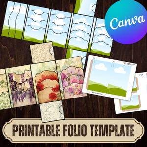 Canva Junk Journal Template - Folio Kit Canva Template - Custom Junk Journal Folio Kit - Digital Folding Folio Folder Kit, Commercial Use