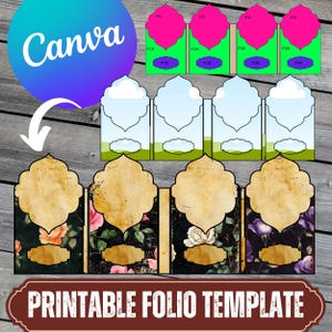 Canva Junk Journal Template - Canva Frame Folio Kit Template - Custom Junk Journal Folio - Digital Folding Folio Folder Kit, Commercial Use