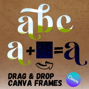 Letter Canva Frames - Drag and Drop Frames -  Fillable Alphabet Font Letters PNG Canva Frame Alphaset Doodle Templates