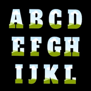 Letter Canva Frames - Drag and Drop Frames -  Fillable Alphabet Font Letters PNG Canva Frame Alphaset Doodle Templates