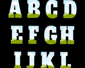 Letter Canva Frames - Fillable Alphabet PNG Doodle Templates
