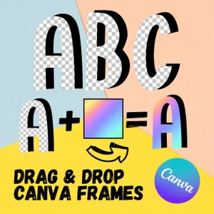 Fill your own Doodle Letters - CANVA Drag and Drop Frames - Fillable Alphabet Font Letters PNG Canva Frame Alphaset Doodle Templates
