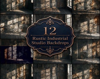 Rustic Industrial Digital Backdrops, Moody Grunge Concrete and Rust Studio Backgrounds, Portrait Photography Backdrop