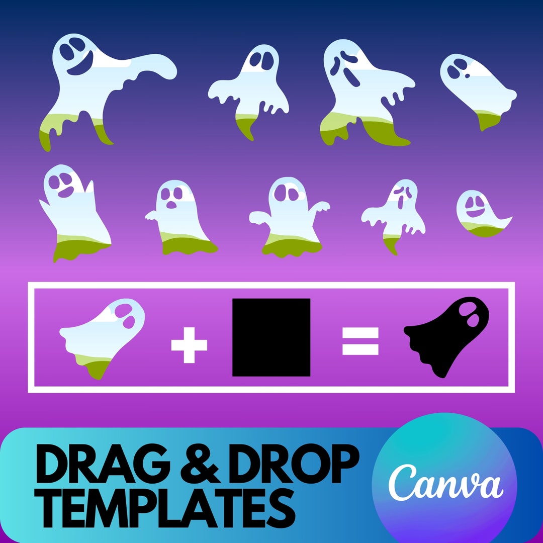 Ghosts Canva Frames Drag and Drop Jack O Lantern Canva Templates PNG ...