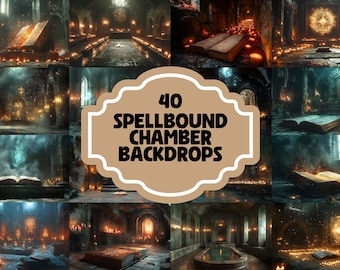 40 Spellbound Chamber Backdrops | Magical Room | Enchanted Library | Mystic Ambience | Digital Backgrounds