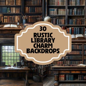 Rustic Library Backdrop Set | 30 Backdrops | Vintage Book Charm ...