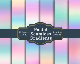 Pastel Gradient Digital Paper, Seamless Ombre Backgrounds (Digital Download)