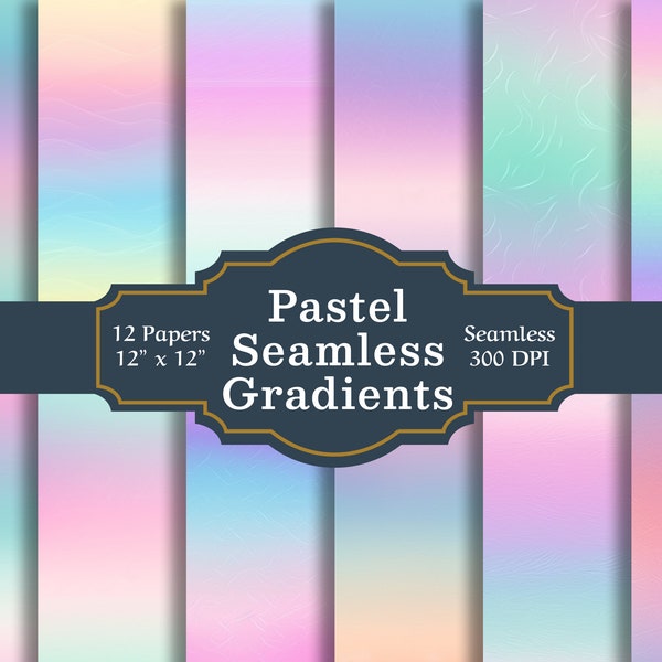 Seamless Pastel Gradient Digital Paper, Pastel Ombre Wallpapers, Seamless Pastel Patterns, Pastel Gradient Sheets, Pastel Junk Journal Kit