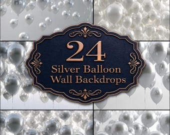 Silver Balloon Digital Backdrops, Metallic Balloon Wall Photography Backgrounds, Celebration Studio Backdrop, Birthday Portrait JPG