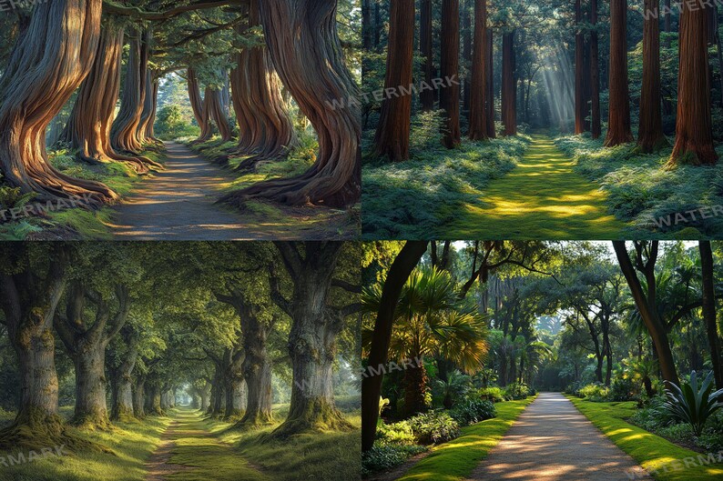 Victorian Woodland Path Digital Backdrops, Enchanted Forest Scene (pngs ...