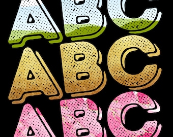 Distressed Alphabet Canva Frames - Fillable Doodle Letter Templates (PNG)