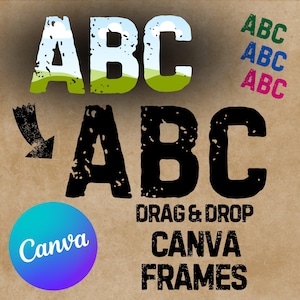 Letter Canva Frames - Drag and Drop Frames -  Distressed Fillable Alphabet Font Letters PNG Canva Frame Alphaset Doodle Templates