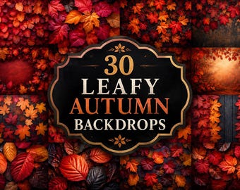 30 Leafy Autumn Backdrops | Fall Leaves Background Bundle | Autumn Photography Backdrop | Digital Background | JPG Download